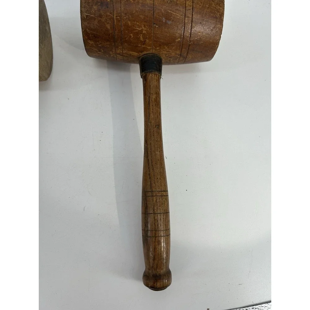 Antique Barrel Head Wooden Mallet 11
